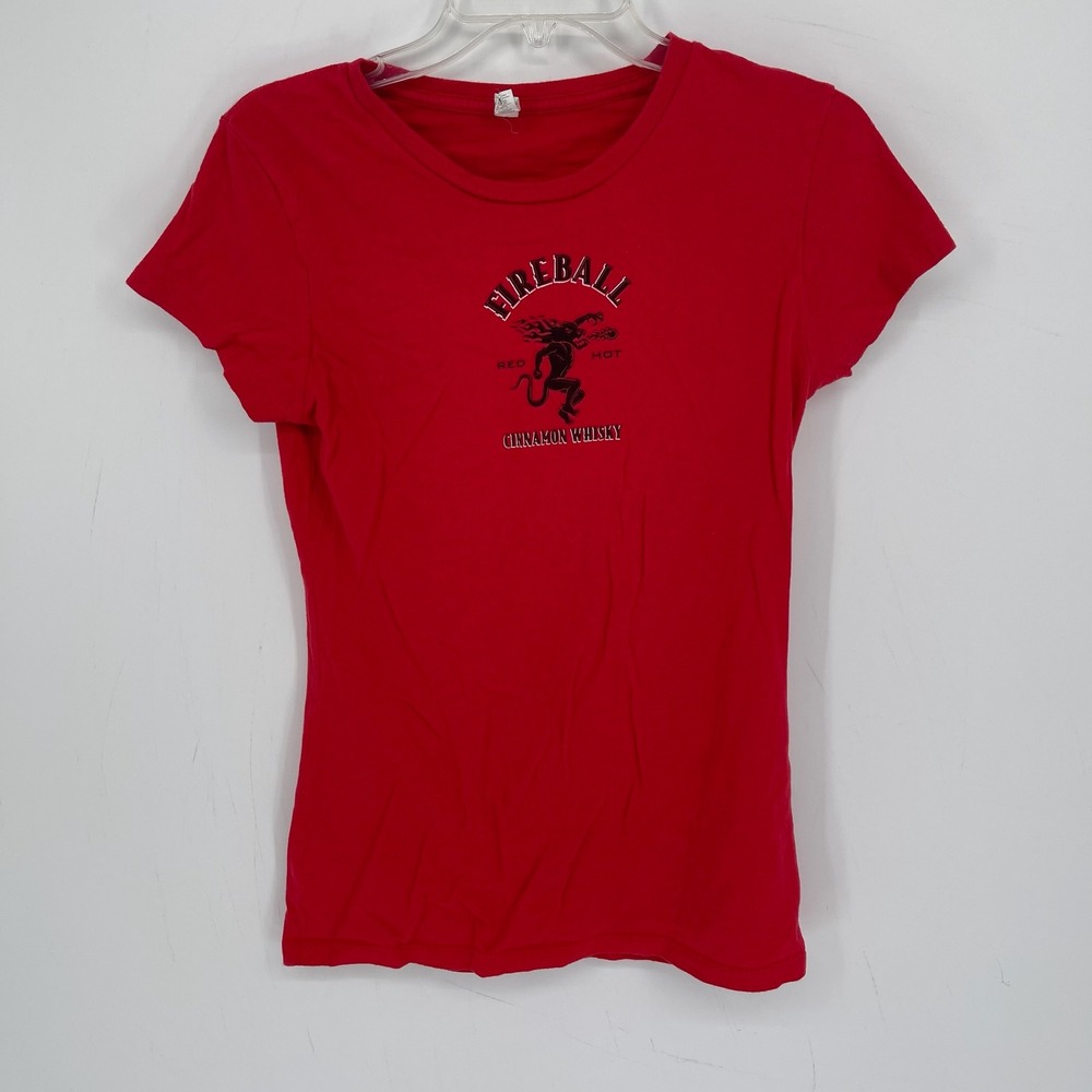 Alstyle Women's Red Fireball Cinnamon‎ Whisky Graphic T-Shirt Approx. Size Large
